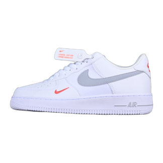 Nike Air Force 1 Low White Wolf Grey Crimson Mini Swoosh FD9772-100
