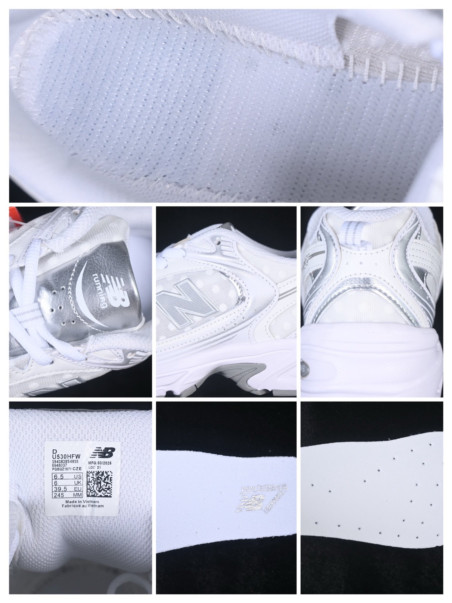 New Balance 530 Silver Metallic Polka Dots U530HFW – Image 10